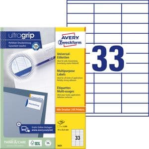 Picture 2 of Etiket Avery 3421 70x25.4mm wit 3300 stuks