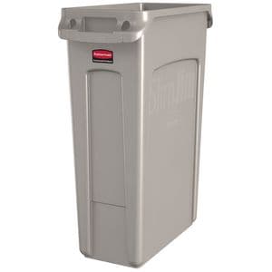 Picture 1 of Afvalbak Rubbermaid Slim Jim Vented met luchtsleuven 87 liter grijs