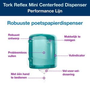 Picture 2 of Handdoekroldispenser Tork M4 Performance Reflex turquoize 473180
