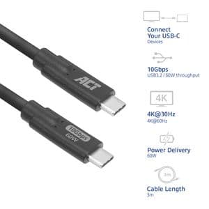Picture 2 of Kabel ACT USB-C 3.0 10Gbps 60W USB 3 meter