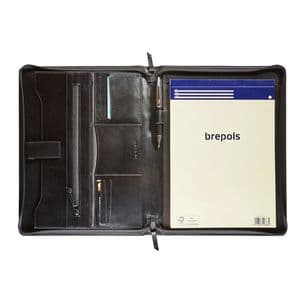 Picture 2 of Schrijfmap Maverick All Black A4 met rits incl schrijfblok leer zwart