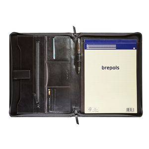 Picture 2 of Schrijfmap Maverick All Black A4 met rits inclusief schrijfblok leer zwart
