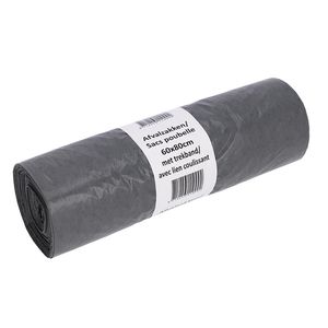 Picture 1 of Afvalzak Cleaninq 60x80cm LDPE recycled T30 60L met trekband grijs rol à 25 stuks