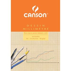Picture 1 of Millimeterpapier Canson bruingeel bedrukt 50vel 90gr A4 wit