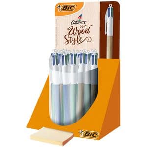 Picture 1 of Balpen Bic 4kleuren wood medium assorti