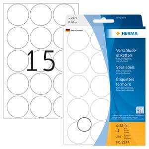 Picture 2 of Etiket HERMA 2277 rond 32mm transparant 240 stuks
