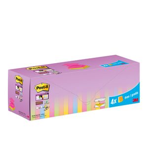 Picture 1 of Memoblok 3M Post-it Z-Note R330 Super Sticky 76x76mm assorti kleur 20 + 4 gratis