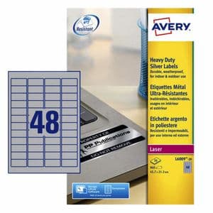 Picture 1 of Etiket Avery L6009-20 45.7x21.2mm zilver 960 stuks