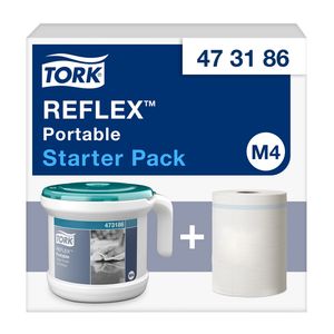 Picture 1 of Reinigingsdoekdispenser Tork M4 Reflex Performance dispenserdoos startpakket wit 473186
