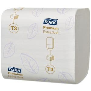Picture 2 of Toiletpapier Tork T3 Premium gevouwen 2-laags 110x190mm wit 114276