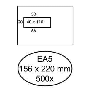 Picture 2 of Envelop Hermes EA5 156x220mm venster 4x11links zelfklevend 500 stuks