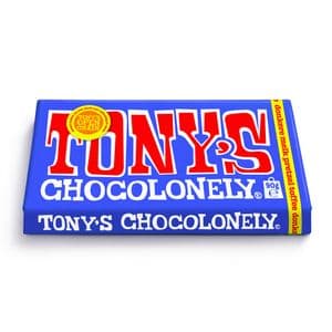 Picture 3 of Chocolade Tony's Chocolonely donkere melk pretzel toffee reep 90 gram