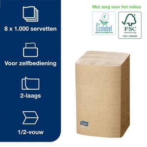 Picture 2 of Servet Tork N4 Xpressnap Premium 1/2 vouw 2-laags 213x165mm 1000 vel naturel 12880