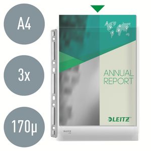 Picture 1 of Harmonica showtas Leitz Premium 0.17mm metalen perforatiestrip copy safe A4 glashelder 3 stuks