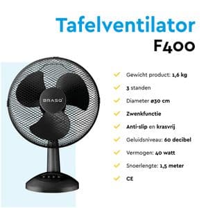 Picture 8 of Tafelventilator BRASQ F400 Ø 30cm zwart