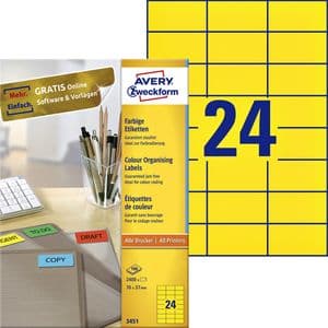 Picture 1 of Etiket Avery 3451 70x37mm geel 2400 stuks