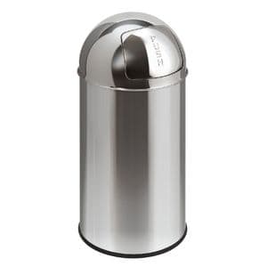 Picture 1 of Afvalbak Pushcan met pushdeksel 40liter zilver