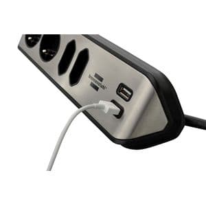 Picture 4 of Stekkerdoos Brennenstuhl bureau Estilo 4vdig incl 2 USB 2m zwart/zilver