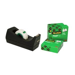 Picture 1 of Plakbandhouder Scotch C38 zwart + 4 rollen magic tape 19mmx33m