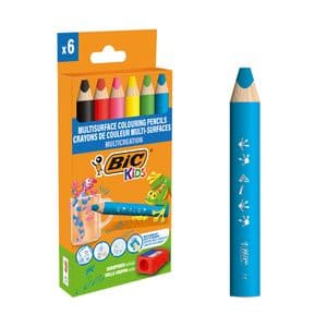 Picture 4 of Kleurpotloden BicKids Multi Surface + puntenslijper assorti 6 stuks