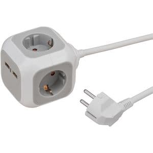 Picture 1 of Stekkerblok Brennenstuhl 4 voudig inclusief 2 USB 140cm wit/grijs