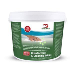Picture 1 of Desinfectiedoekjes Dreumex Disinfectant & Cleaning emmer 350 stuks wit