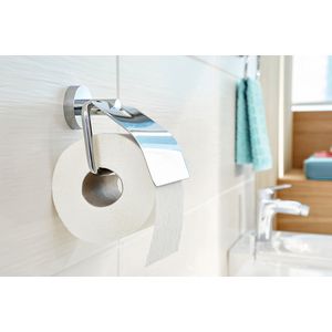 Picture 5 of Toiletrolhouder met deksel tesa® Smooz hoogglans verchroomd metaal zelfklevend