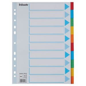 Picture 4 of Tabbladen Esselte Standaard A4 10-delig karton 11-rings met voorblad assorti