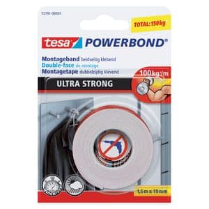 Picture 1 of Plakband tesa® Powerbond Ultra Strong dubbelzijdig 1,5mx19mm wit