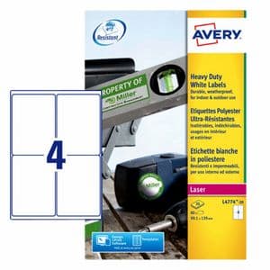 Picture 1 of Etiket Avery L4774-20 99.1x139mm polyester wit 80 stuks