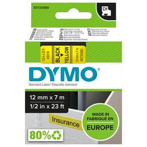 Picture 1 of Labeltape Dymo LabelManager D1 polyester 12mm zwart op geel
