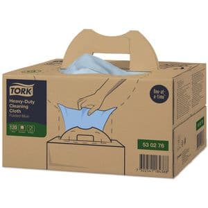 Picture 1 of Reinigingsdoek Tork W7 Premium Heavy-Duty dispenserdoos 1-laags 120 vel blauw 530276