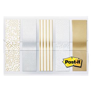 Picture 1 of Indextabs Post-it 684 12mmx43mm metallic motief goud zilver 100 tabs