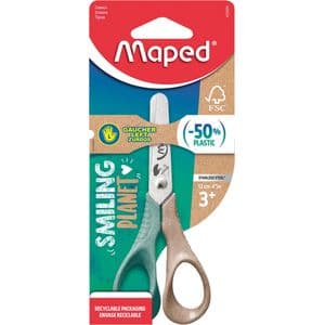 Picture 1 of Kinderschaar Maped Smiling Planet 12cm linkshandig bruin/groen