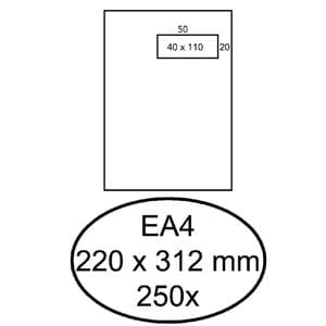 Picture 1 of Envelop Hermes akte EA4 220x312mm venster rechts 4x11cm zelfklevend wit doos à 250 stuks