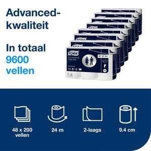 Picture 2 of Toiletpapier Tork T4 Advanced 2-laags 200 vel wit 472161