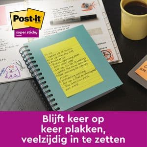 Picture 3 of Memoblok Post-it 4690 Super Sticky 101x152mm lijn Carnival 3 stuks