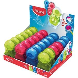 Picture 1 of Puntenslijper Maped Loopy 1gaats met gum display á 24 stuks assorti
