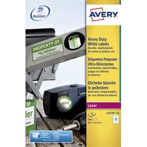 Picture 1 of Etiket Avery L4776-20 99.1x42.3mm polyester wit 240 stuks