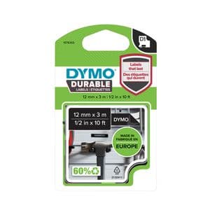 Picture 1 of Labeltape Dymo LabelManager D1 polyester 12mm wit op zwart