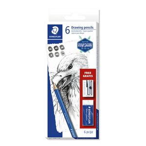 Picture 1 of Potlodenset Staedtler Design Journey Lumograph met gratis gum en puntenslijper 6 stuks