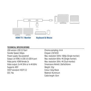 Picture 10 of Adapter ACT USB-C 4K multiport voor 2 HDMI monitoren