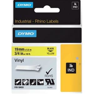 Picture 1 of Labeltape Dymo Rhino industrieel vinyl 19mm zwart op geel