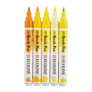 Picture 2 of Brushpen Talens Ecoline set à 5 stuks geel