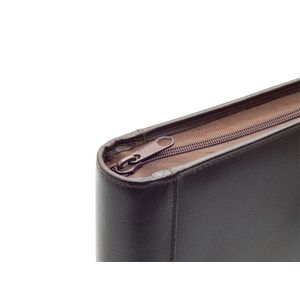 Picture 3 of Schrijfmap van der Spek A4 4-rings 25mm O-mechaniek + rits leer met nerf bruin