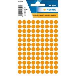 Picture 1 of Etiket HERMA 1844 rond 8mm fluor oranje 540 stuks