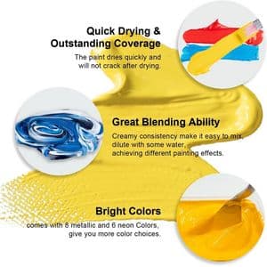 Picture 4 of Gouache HIMI 56 kleuren 30gr inclusief neon en matellic opbergbox wit