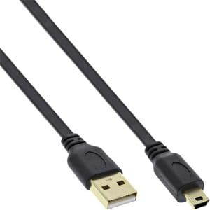 Picture 1 of Kabel InlLne USB-A mini-B 2.0 platte kabel 2 meter zwart