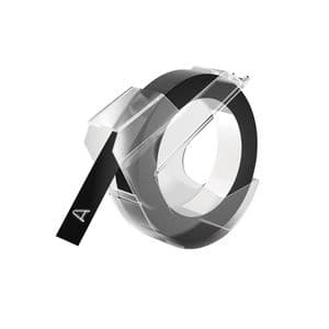 Picture 1 of Reliëftape Dymo embossing plastic 9mm wit op zwart