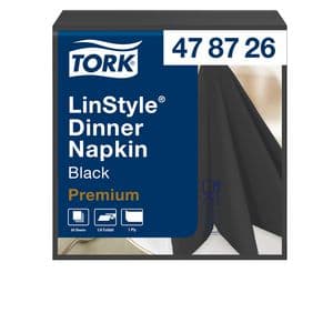 Picture 1 of Dinerservet Tork Linstyle Premium 1/4 vouw 1-laags 390x390mm 50 vel zwart 478726